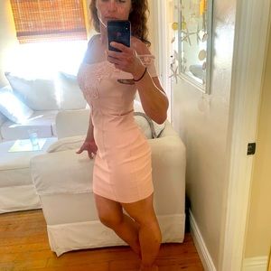 Off-Shoulder Light Pink Cocktail Dress